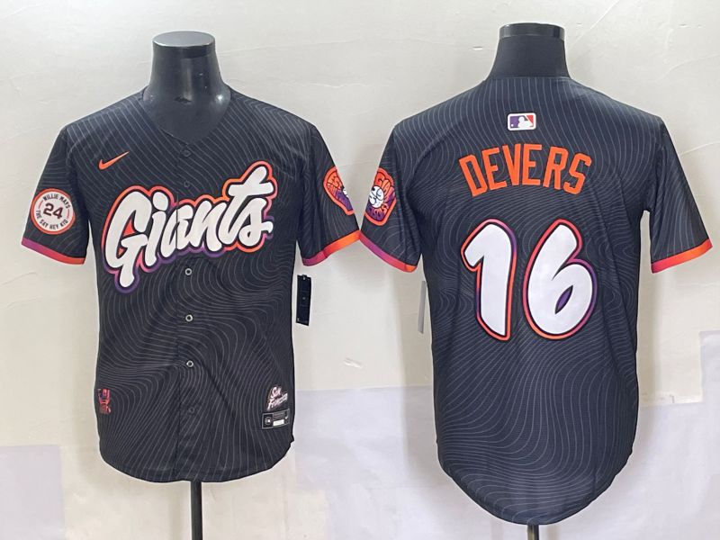 Men 2025 San Francisco Giants #16 Devers Black Joint Name Nike MLB Jersey style 8->san francisco giants->MLB Jersey